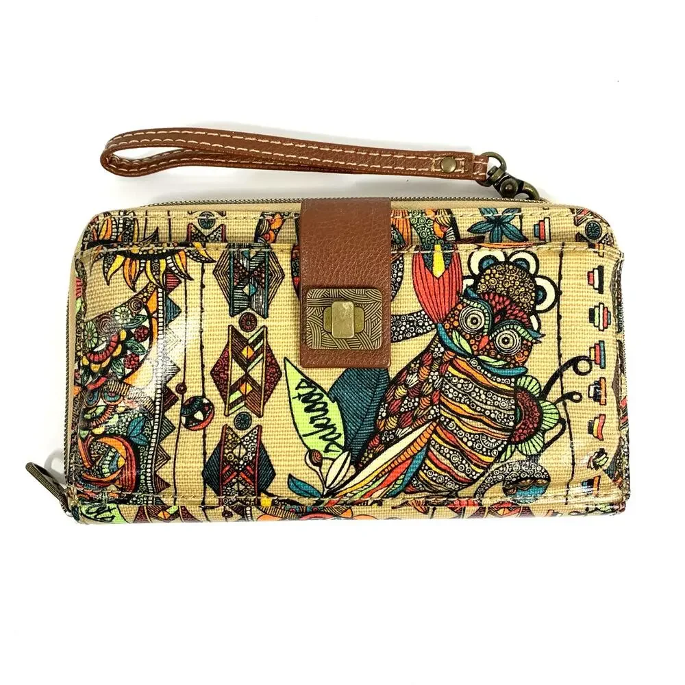 Sakroots Artist Zip Around Wallet Wristlet Floral Owl Sun Spirit Desert The Sak